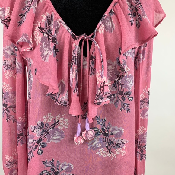 ⚡️[TOPSHOP] Pink Floral Ruffle Blouse | Size 2 - Picture 4 of 9